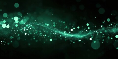 green bokeh background, Abstract green glowing lights bokeh on a black background, . A green light abstract background with defocused light particles and circles,banner design	
