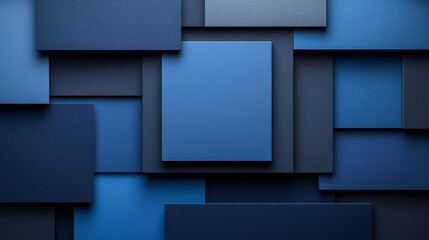 Abstract Minimalistic Rectangles Pattern on Blue Background for Design Banner Template with Central White Space for Text. Simple Geometric Modern Wallpaper with Copy Space on Blue Background.