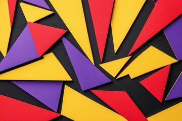 Abstract Geometric Design: Vibrant Triangles on Black Background