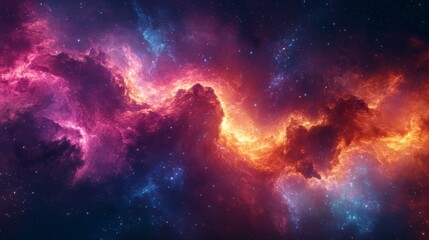 Naklejka premium Swirling nebula abstract background with deep reds, purples, and blues. Creating a cosmic and expansive atmosphere ideal for space-themed designs.