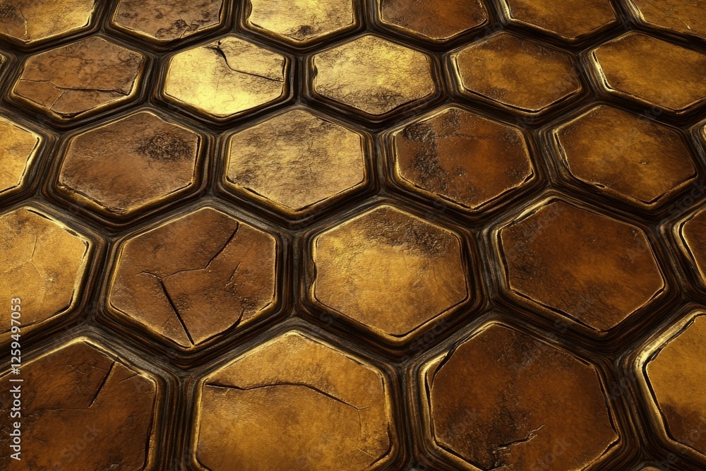 Poster golden hexagonal tile pattern: abstract background texture