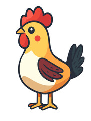 Cute Minimalist Cartoon Chicken Vector Illustration Farm Animal Clipart