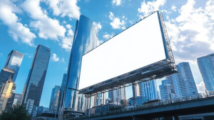 Blank billboard city skyline advertising mockup