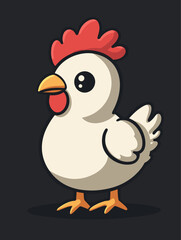 Cute Minimalist Cartoon Chicken Vector Illustration Farm Animal Clipart