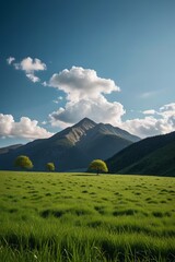 Fototapeta premium there are three trees in the middle of a grassy field