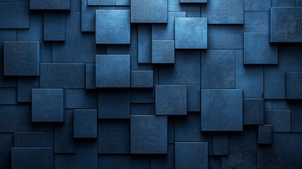 Abstract minimalist wallpaper with minimalistic squares and triangles on Blue background. Banner template with white center text area. Ideal for modern designs.