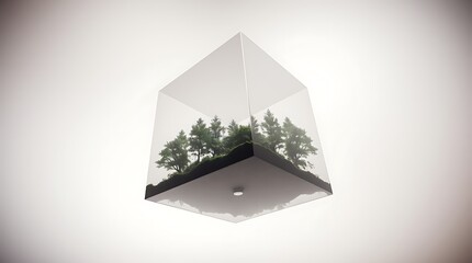 Forest Ecosystem in a Cube Clear Box Showing Environmental Concept