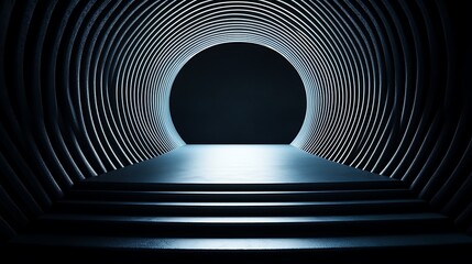 Dark tunnel, light at end, steps, future