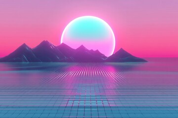 Synthwave Sunset: Retro Futuristic Landscape