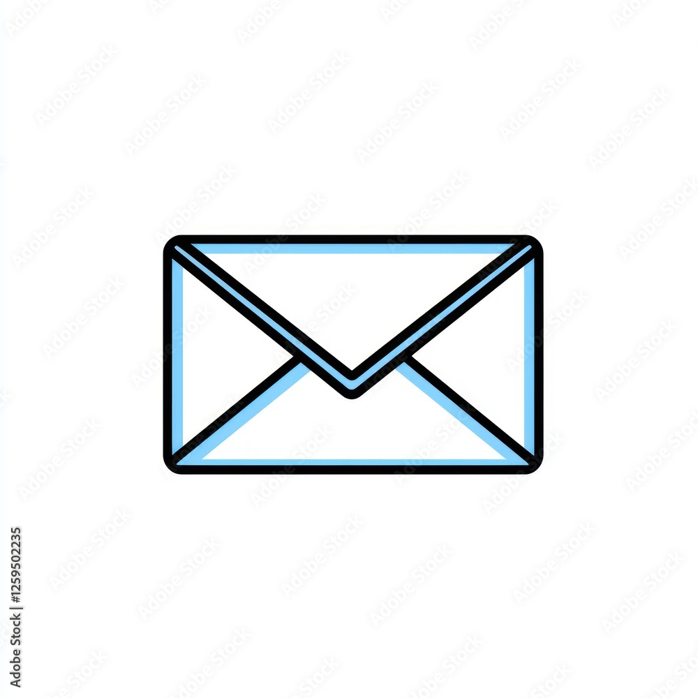 Poster 3d glyph line icon showing a minimalist envelope to represent communication and correspondence on a 