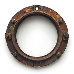Rusty Metal Porthole on White Background