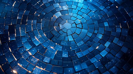 Fototapeta premium Mosaic Patterns on Blue Background for Design, Banner Template, Minimalist Abstract Wallpaper with Copy Space, Simple Geometric Modern Wallpaper for Text Placement and Creative Use