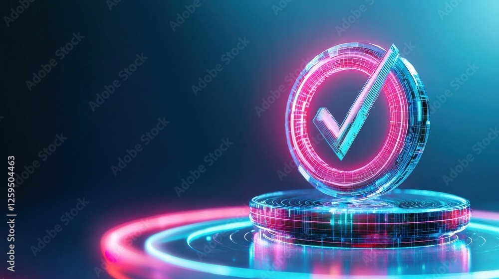 Aufkleber illustration of a glowing checkmark on a screen symbolizing issue resolution