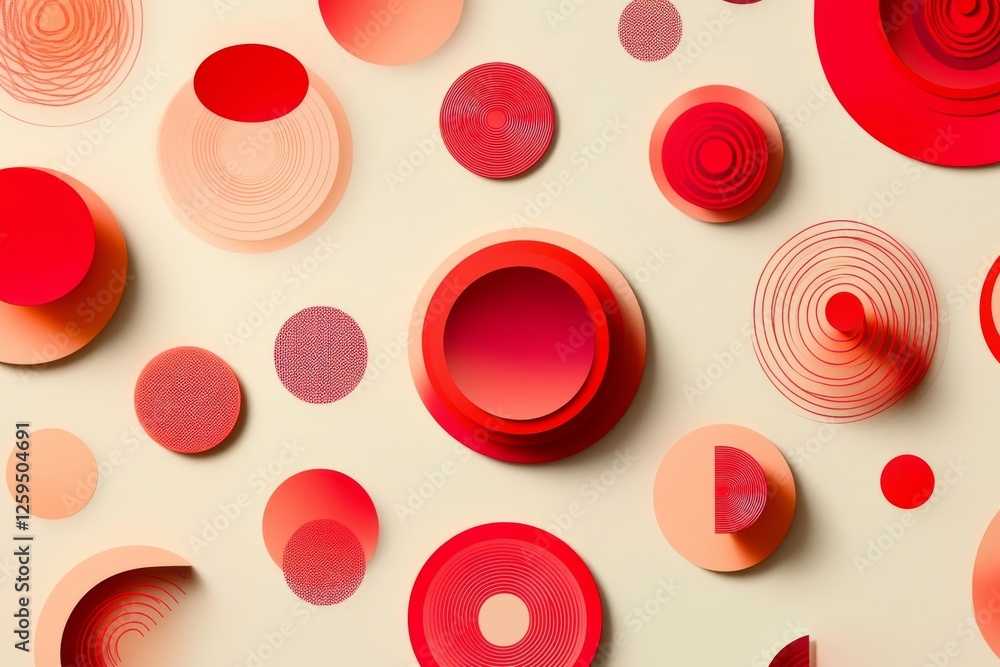Poster abstract red and peach circles pattern