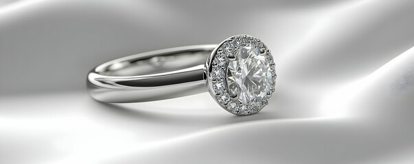 Diamond ring on silk, engagement, jewelry