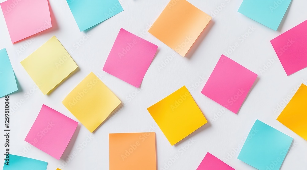 Poster colorful sticky notes: a vibrant array of colorful sticky notes in various hues, offering a visually