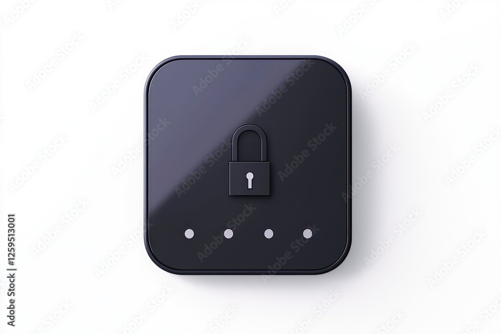 Fototapete 3D smart lock symbol with a minimalist, secure design on a plain white background.