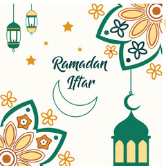 Ramadan Iftar party , Iftar party Invitation, Iftar invitation template in paper style, Ramadan Iftar party design banner, Ramadan Iftar party design flyer