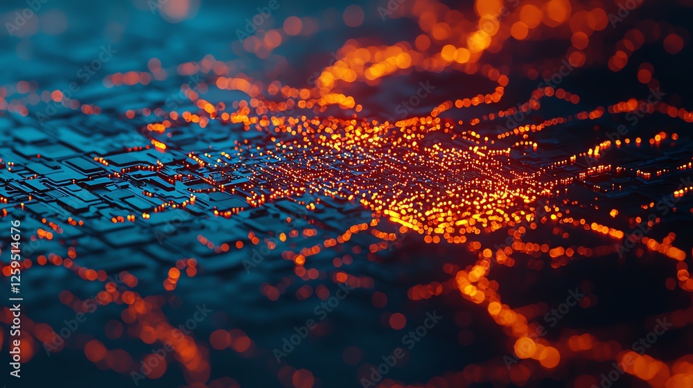 Poster abstract representation of glowing data connections.