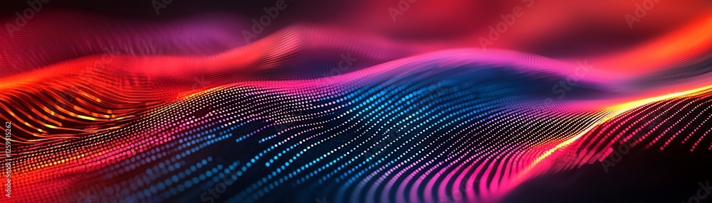 Poster colorful abstract wave pattern with glowing lines.
