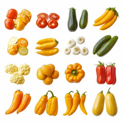 Colorful vegetables, studio shot, white background, food collage