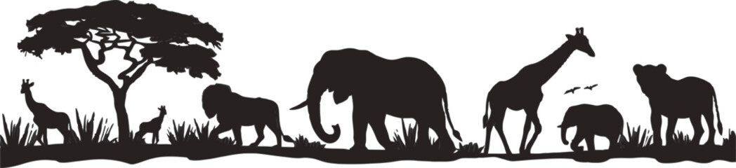 Fototapeta premium Wild animals silhouette set vector template illustration 