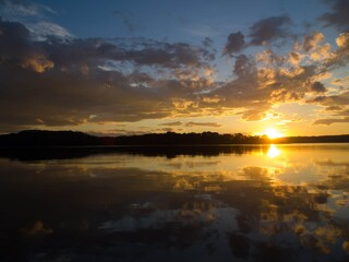 北海道・網走湖の夕景