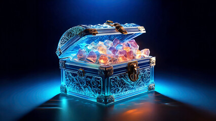 Fototapeta premium Glowing Treasure Chest of Crystals