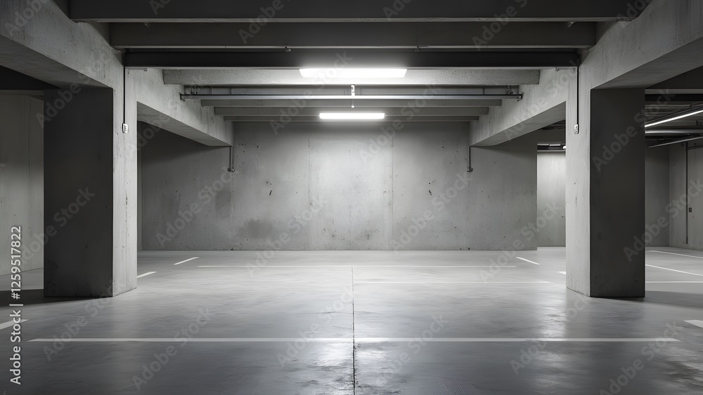 Poster 3d rendering of an empty warehouse interior with concrete walls and floor. generated by ai