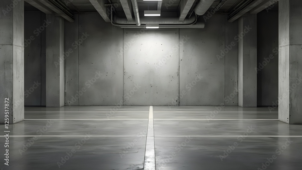 Poster 3d rendering of an empty warehouse interior with concrete walls and floor. generated by ai