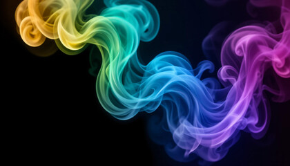 Abstract smoke trails in vibrant colors against a black background.