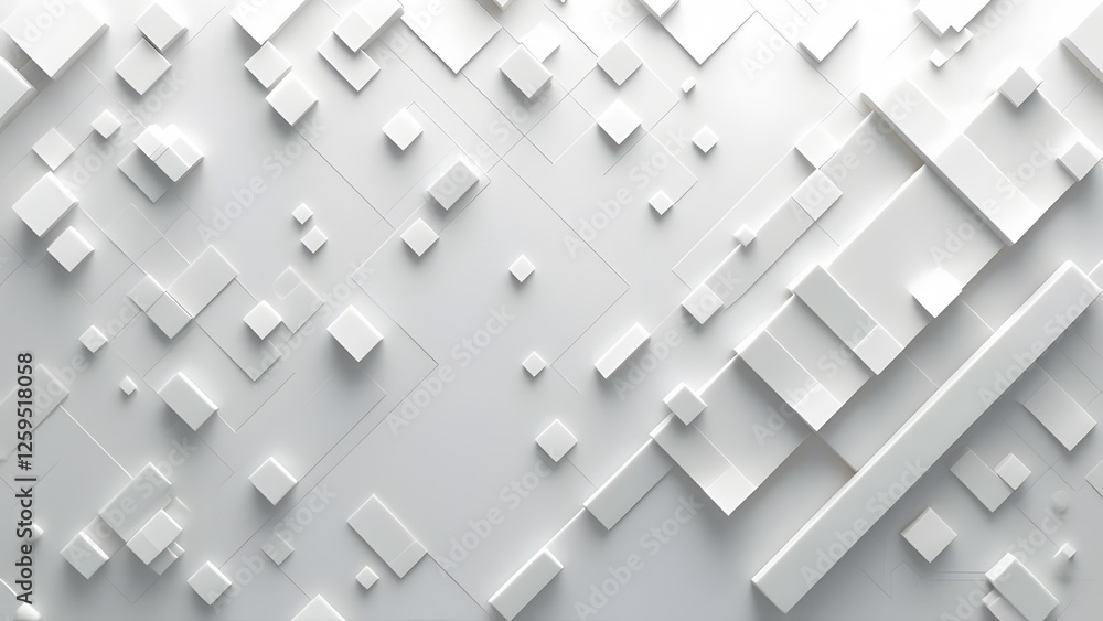 Aufkleber abstract 3d rendering of white cubes. cubes wall background. generated by ai