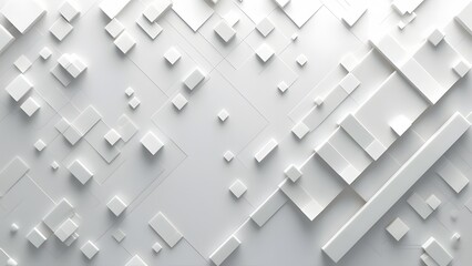 Abstract 3d rendering of white cubes. Cubes wall background. Generated by AI
