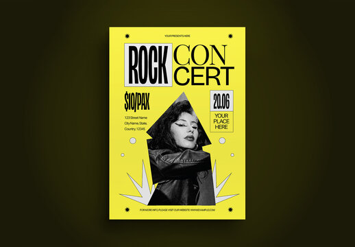 Yellow Anti Design Rock Concert Flyer Layout
