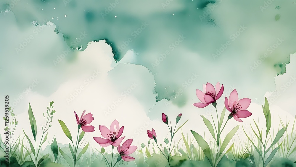 Poster spring background with flowers and grass. vector illustration for your design. generated by ai