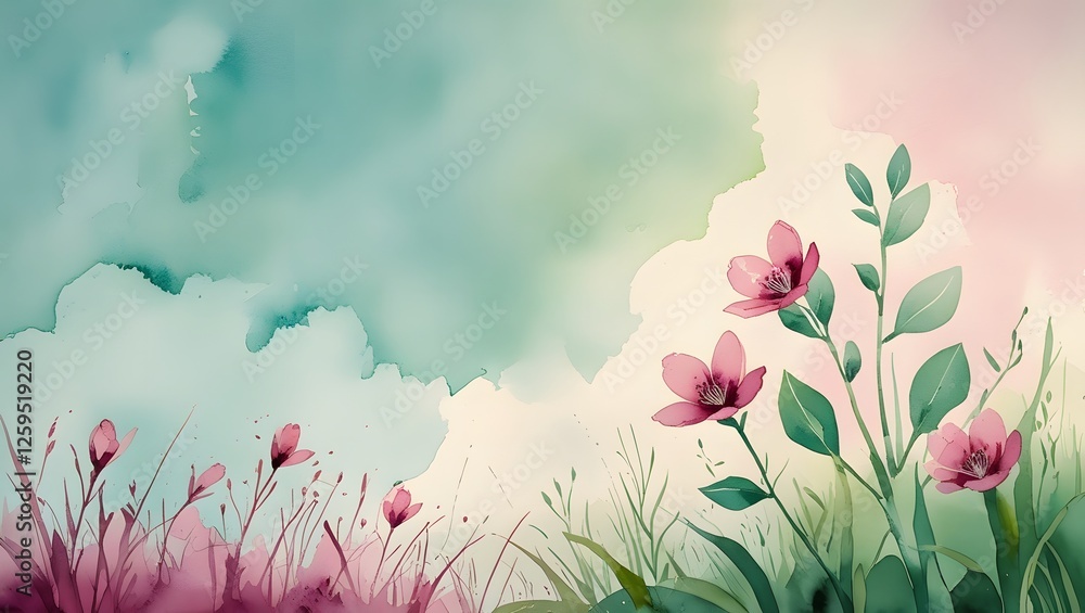 Poster spring background with flowers and grass. vector illustration for your design. generated by ai
