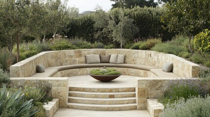 A contemporary outdoor patio with Granite Sand walls and cozy seating.