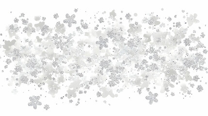Silver floral confetti scatter, design element, white background, festive