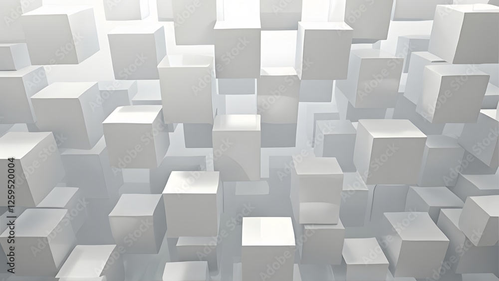 Aufkleber abstract 3d rendering of white cubes. cubes wall background. generated by ai