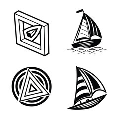 Abstract Geometric Shape Logo Set .
