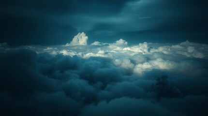 Naklejka premium Dramatic Cloudscape View From Above with Moody Sky and Soft Light