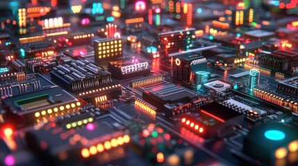 Fototapeta premium Illustration of glowing circuit boards representing advanced support systems