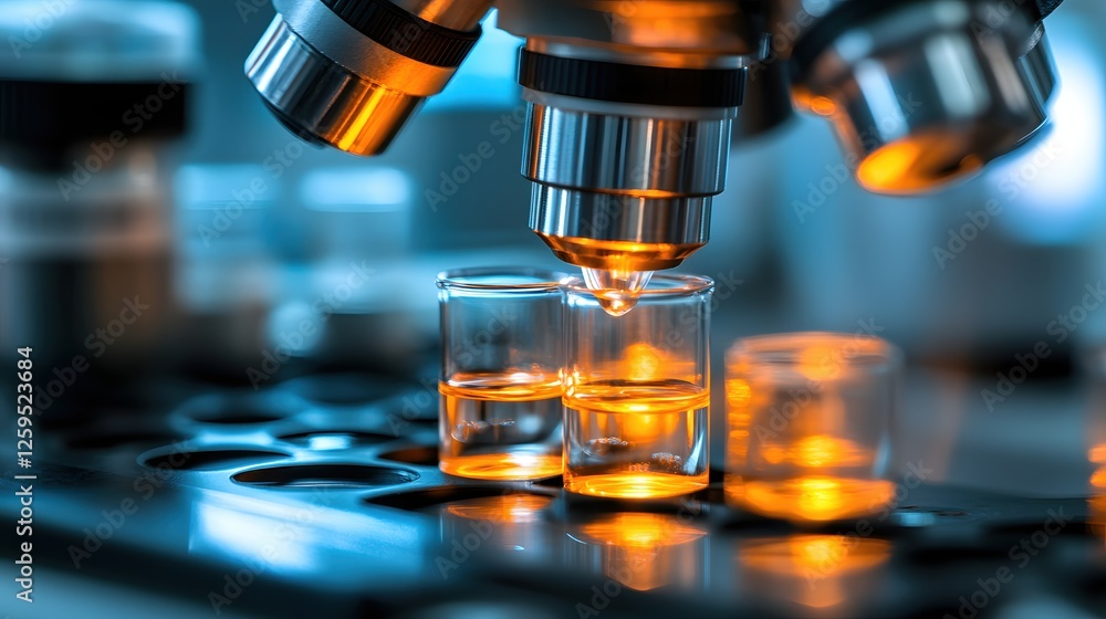 Poster microscopic analysis exploring science and research in a laboratory setting with precision