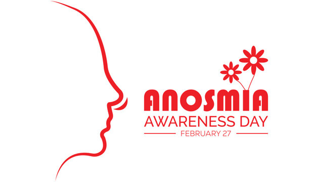 February is Anosmia Awareness Day. Vector template Design for banner, greeting card, poster, prints, social media post ,flyer , T shirt with background.