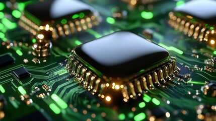 Obraz premium Close-up of Microprocessors on a Circuit Board - Advanced Technology Concept