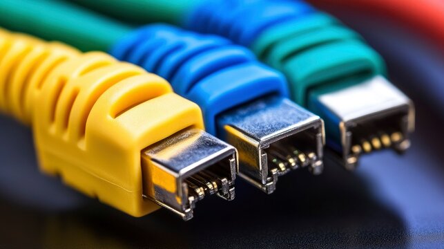 Close-up of Colorful Firewire Cables - High-Speed Data Transfer Technology