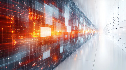 Abstract tech symbolizing the navigation of global communication and data analysis in a hyper-realistic, modern setting. Blurred background representing innovation and chaos, with space for captions.
