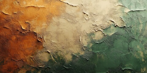 Fototapeta premium Abstract background with textured brushstrokes and earthy tones. Featuring shades of brown, green, and ochre. Ideal for rustic design themes.