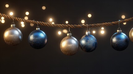 Festive Christmas Balls with Motion Blur Effect and Happy New Year Message
