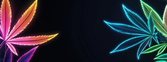 Abstract marijuana wallpaper with vibrant leaf outlines